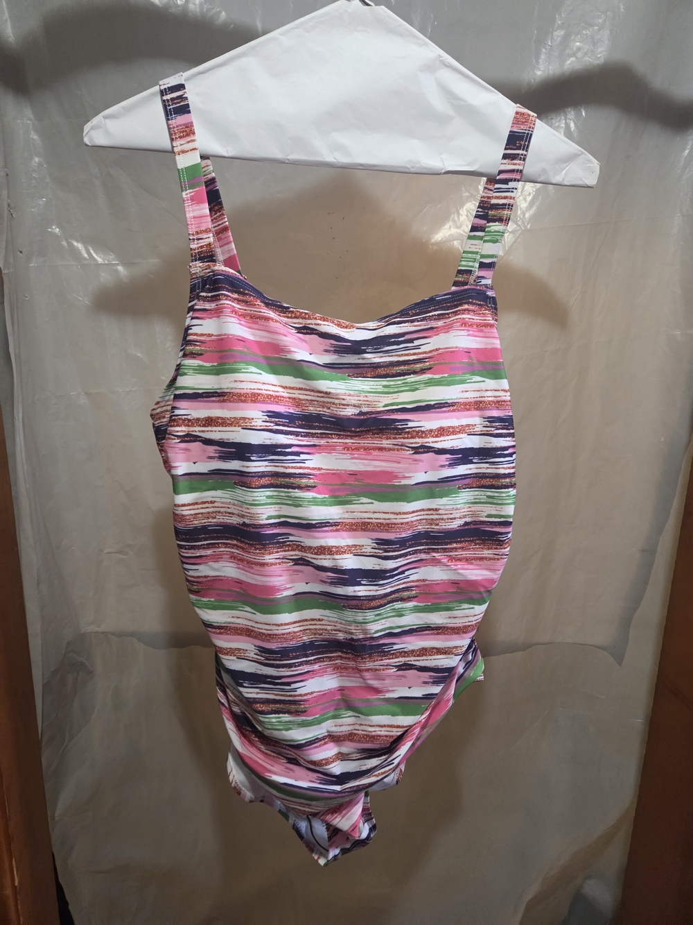 Catherine Malandrino Multicolor Striped One-Piece Swimsuit in Pink, Green & Navy